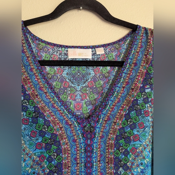 Belle by Kim Gravel Blue Boho Dolman Sleeve Tunic Size 3X - Picture 3 of 4